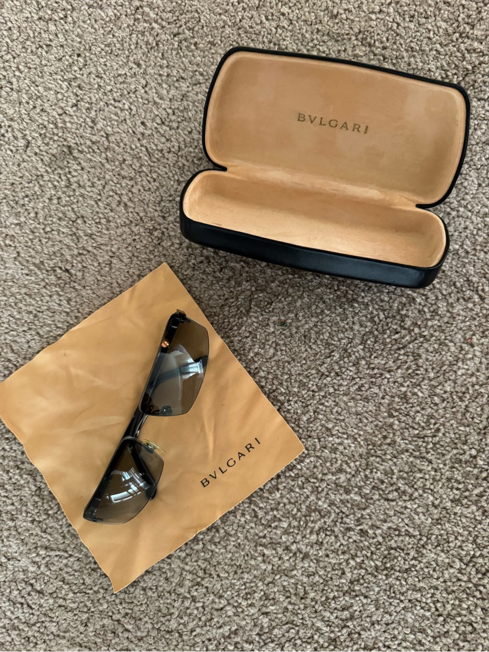 Vintage Bvlgari Black Sunglasses with Smoke Lenses